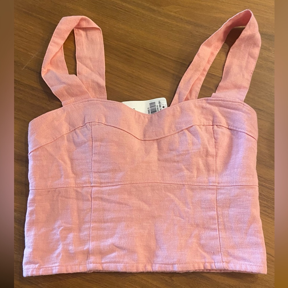 Abercrombie linen pink crop top